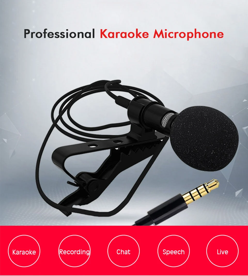 Professional Mini Clip Microphone Condener Lavalier Microphone Phone 3.5mm Wired Clip on Lapel Mic for iPhone iPad Android Phone (1)