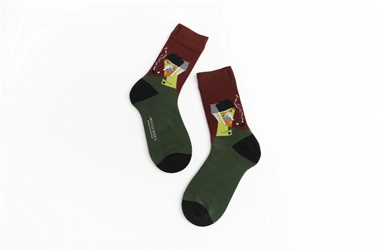 Стильные женские носки унисекс с масляными рисунками, 100 хлопок, Harajuku, цветные забавные Женские носочки, стандартная уличная одежда, 1 пара, Размеры 35-43 - Цвет: 8115-1