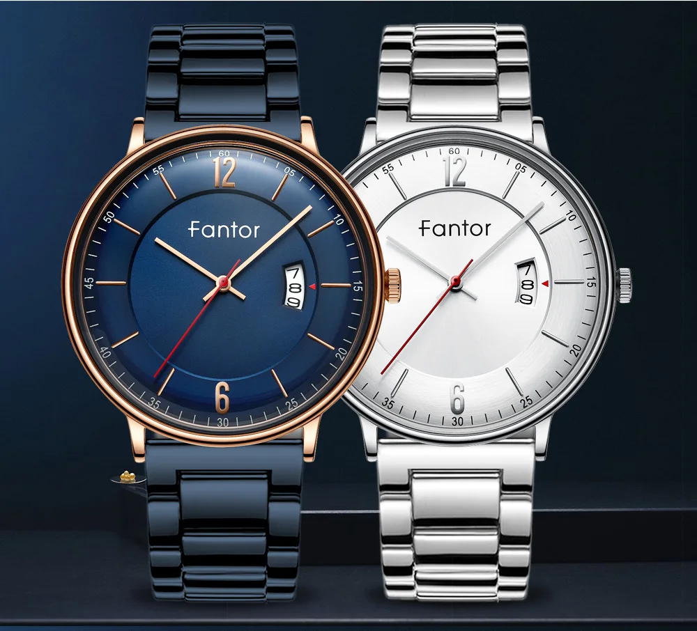 Fantor Роскошные Брендовые мужские часы из нержавеющей стали Кварцевые наручные часы для мужчин водонепроницаемые повседневные мужские часы классический циферблат с датой