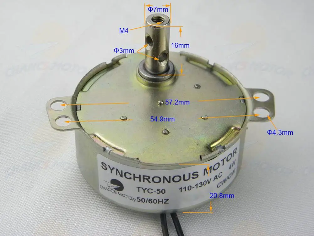 CHANCS Электрический синхронный мотор TYC 50 110В/220В 2 5 3 об/мин соединитель муфты с 7 мм