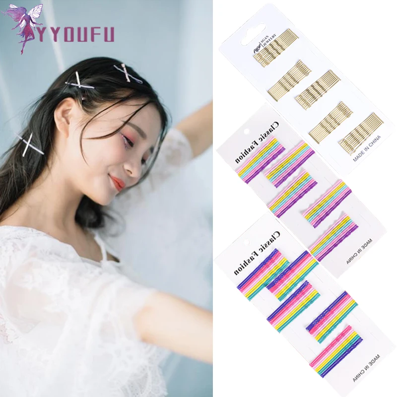 

YYOUFU 50Pcs/Set Colorful Popularity Hairpins For Women Hair Clip Lady Bobby Pins Invisible Wave Hairgrip Hair Clips Accessories