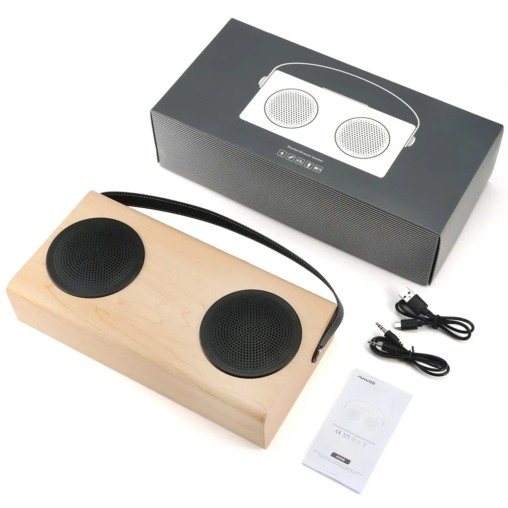 Wooden Speaker FM Radio MP3 Player Aux Portable Wireless 4000mah Rechargable Battery for Smartphone Tablet Computer