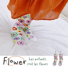 SP& CITY/женские носки с цветочным рисунком в Корейском стиле; Милые однотонные хипстерские повседневные хлопковые носки; модные носки с цветочным рисунком