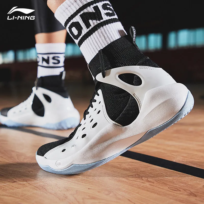 Li-Ning/мужские профессиональные баскетбольные кроссовки Sonic VI, одноцветные, с подкладкой из пряжи, ТПУ, износостойкая спортивная обувь, кроссовки SAMJ18