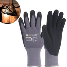 Нейлоновые ПУ нитриловые защитные рабочие перчатки с покрытием ладони перчатки Механика 15 калибра рабочие перчатки M/L