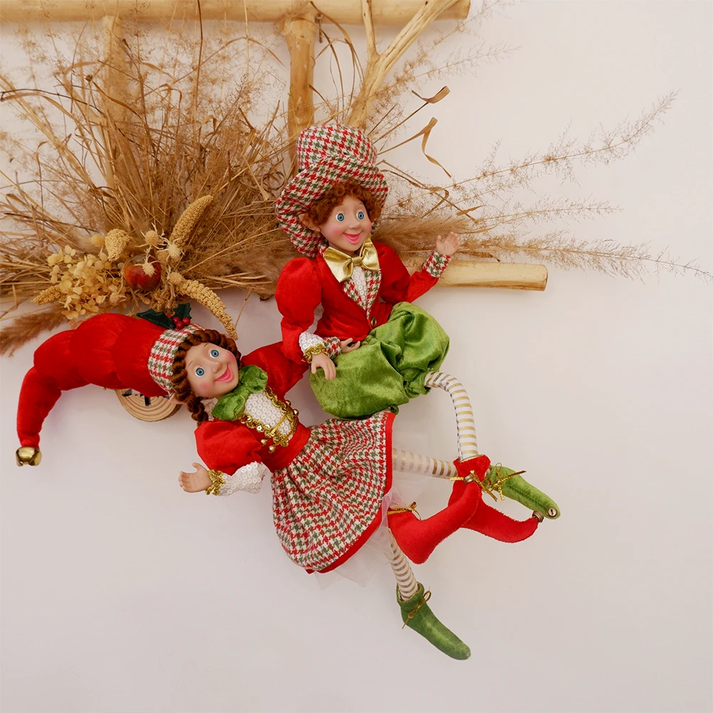 par elf casal de pelúcia natal para casa decoração natal navidad ano novo presentes kidstree pendurado ornamentos crianças brinquedos