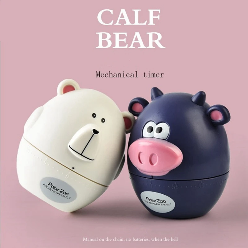 

Cute Cartoon Cows Bear Kitchen Timer Mechanical Alarm/Clock No Battery Reminders Timer 60 Minutes Cooking Timer Accessories