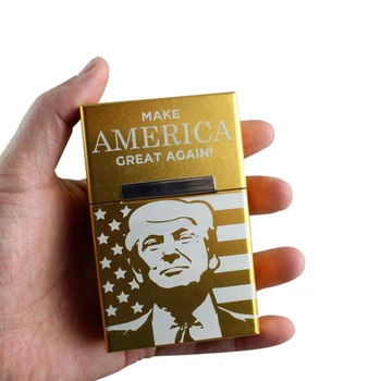 

1PC Trump Smoking Cigarettes Aluminum Cigarette Case Cigar Pocket Storage Gift Car Ornaments New HOT