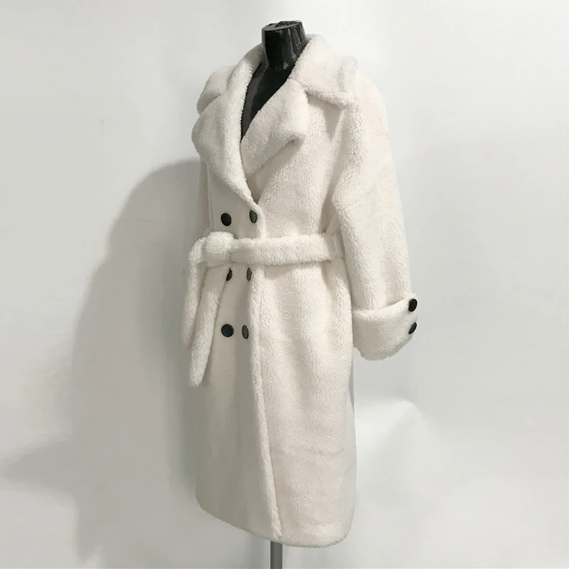 bfur Женская шерстяная длинная куртка с поясом, пальто с натуральным мехом, воротник с лацканами, женское теплое зимнее пальто с карманами по доступной цене