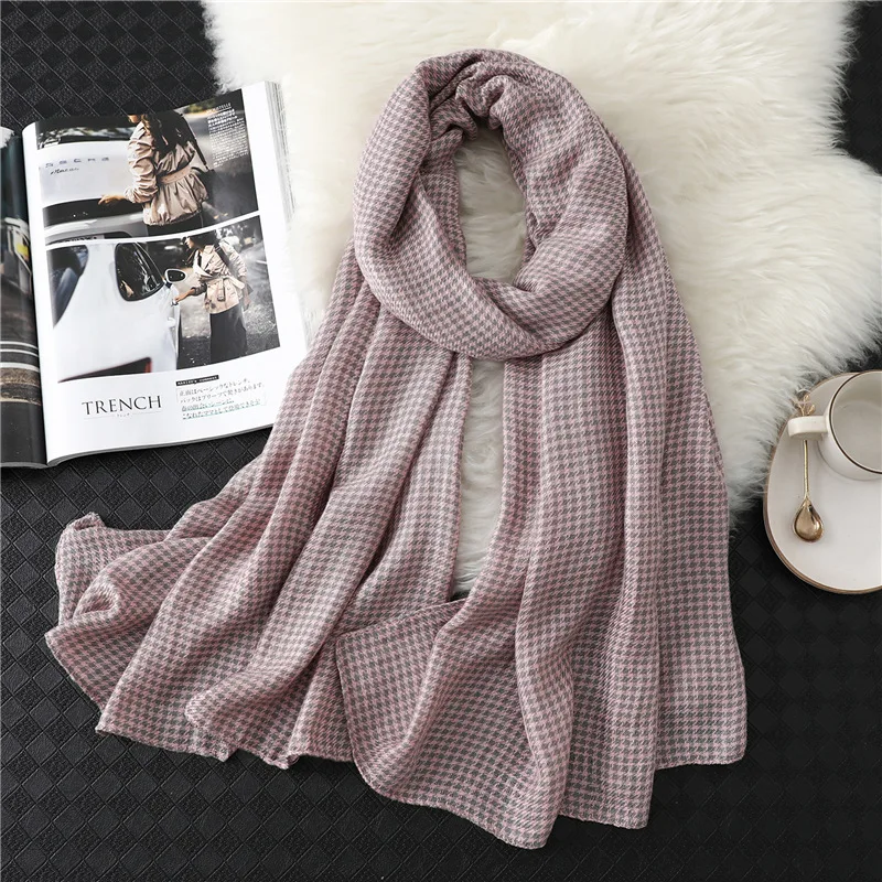 Клетчатый шарф для женщин новые брендовые дизайнерские зимние шейные шарфы Foulard Femme длинные мягкие платки и обертывания кашемировые Пашмина, хиджаб