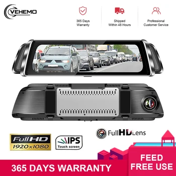 

10" Mirror Dash Cam Stream Media Full-Screen Touching Dual Lens Night Vision 1080P Front 720P Backup Car DVR With Wifi 4G GPS