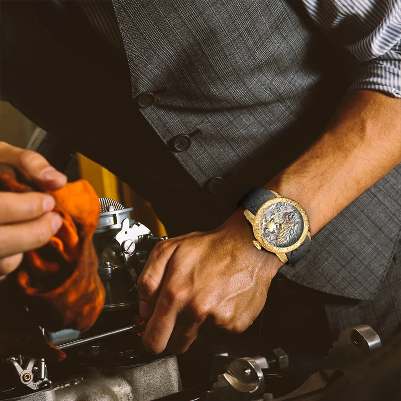 MEGALITH скульптура дракона часы для мужчин водонепроницаемые большой циферблат