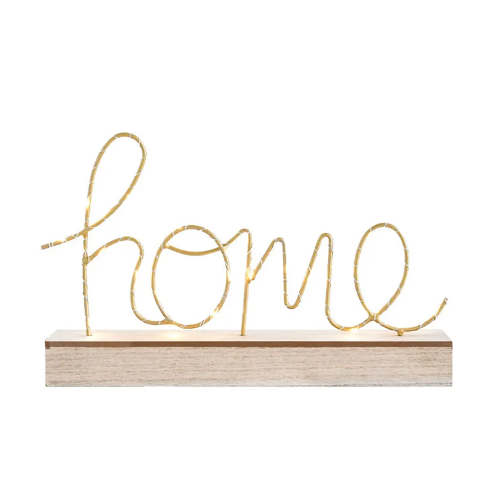 Светодиодный ночник с надписью LOVE & HOME деревянным основанием для украшения дома