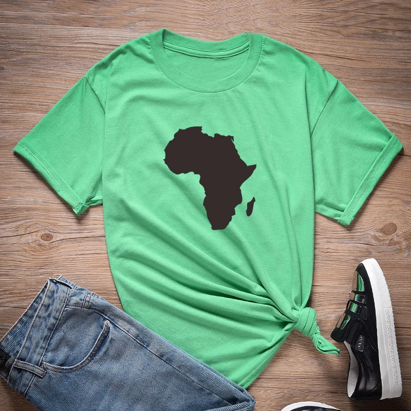IrishGreen ONSEME Африка Карта графическая футболка меланин футболки для женщин уличная футболки Harajuku Feminist футболки черная Культура Футболка - Цвет: IrishGreen