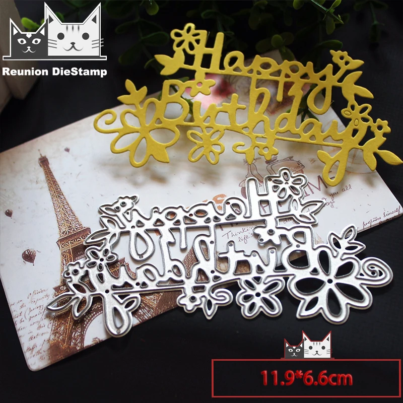 

Reunion 2020 METAL CUTTING DIES Letters Happy Birthday Cut Die Scrapbook Paper Craft Album Card Punch Art Cutter Punch Stencils