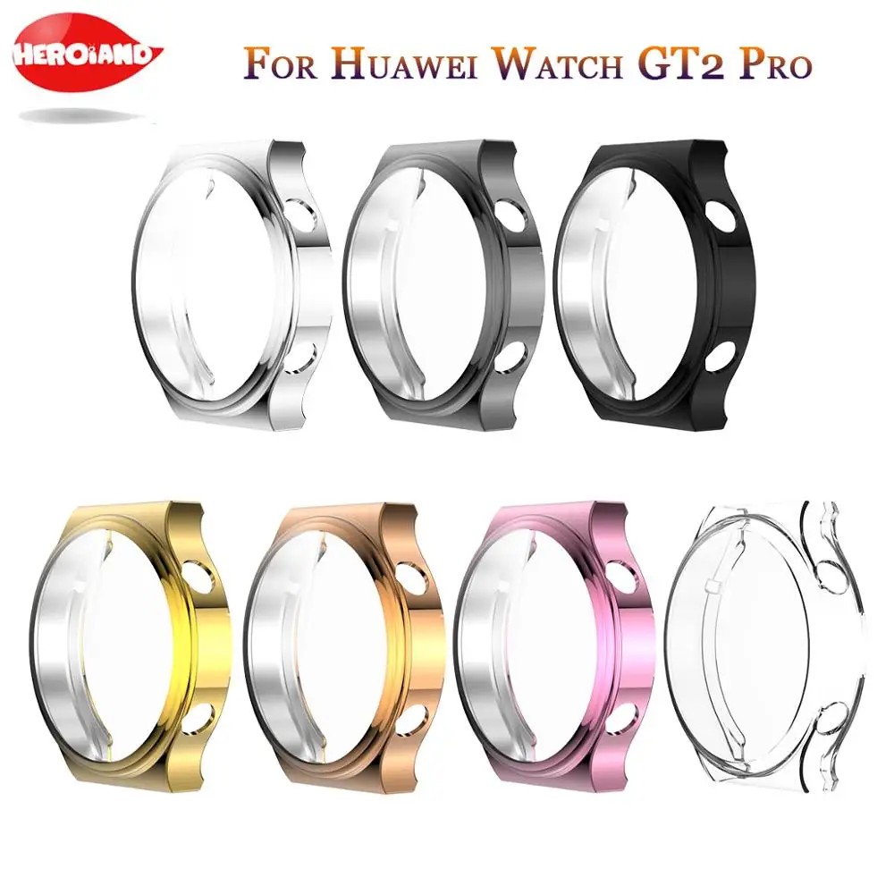 

TPU Soft Full Screen Glass Protector Case Shell Edge Frame For Huawei Watch GT 2 Pro Strap Band GT2 pro Protective Bumper Cover
