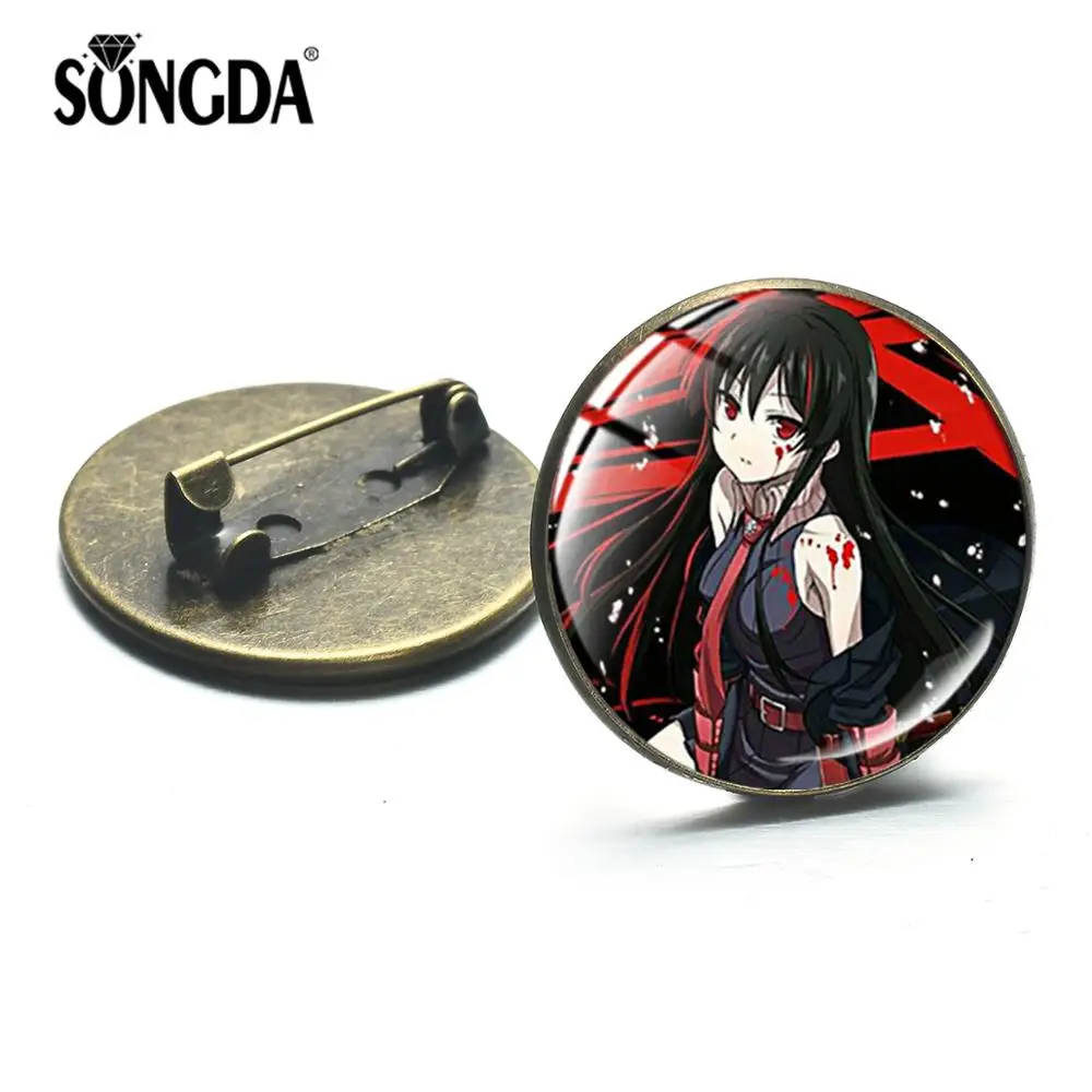 

SONGDA 2019 Japanese Anime Akame ga KILL! Brooches Cartoon Character Art Poster Glass Round Brooch Pins Anime Collections Badges