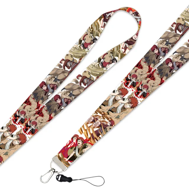 Gaara Keychain Anime Accessories Narutos Neck Strap Phone Chain Rope for Mobile Work Id Card Bag Lanyard Cartoon Jewelry Gift Silver Long Lanyard