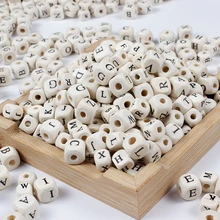 50-200 Teile/los 8mm 10mm Quadratischen Holz Alphabet Brief Anzahl Diy Perlen Baby Glatte Beißring Für Schmuck machen Zubehör