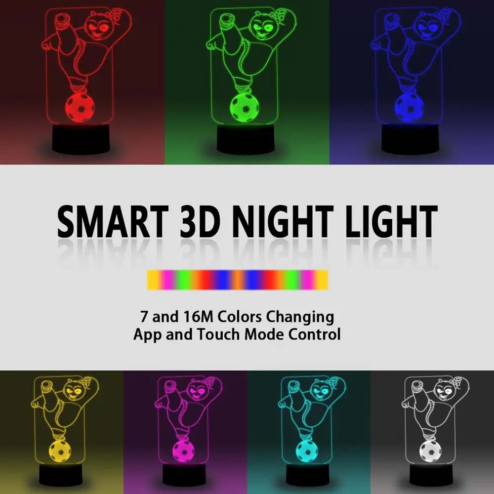 NiteApps 3D кунг фу Панда игра Футбол ночник настольная лампа иллюзия Лампа подарок на