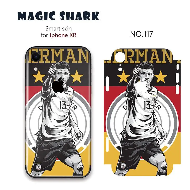 Magic Shark Football Super Star Spain Germany French Film Sticker for iPhone XR Ultra Thin Back Case Cover for iPhone XR - Цвет: 117