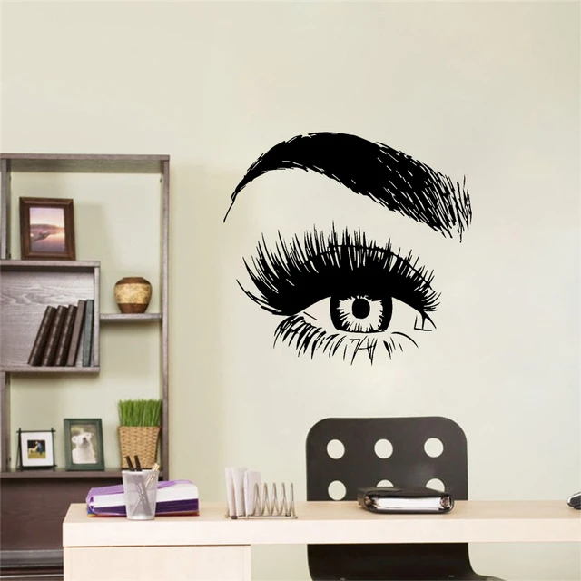 Sticker mural cils sourcils sourcils salon de beauté oeil