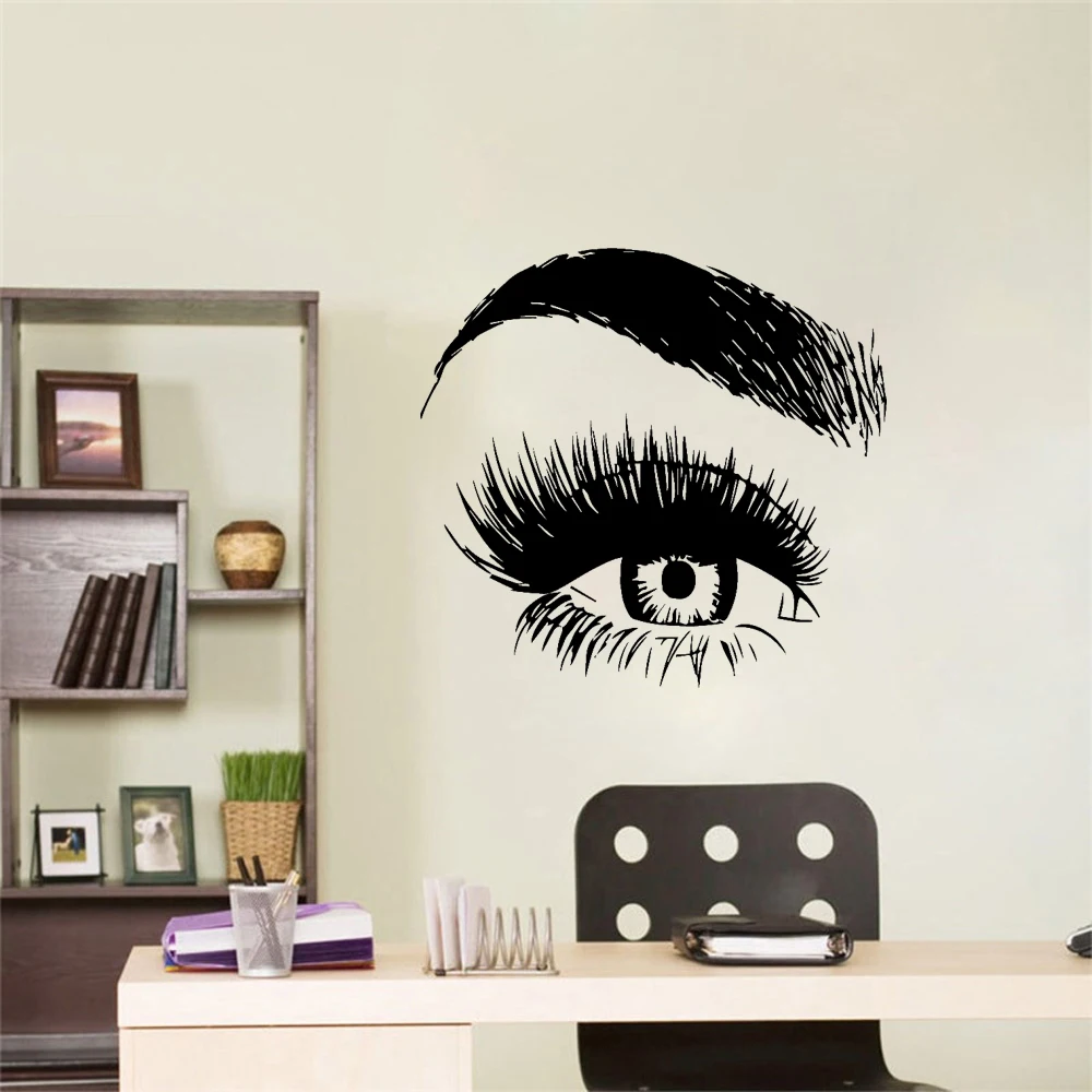 

Beauty salon Lash And Brows Eyes Vinyl Wall Sticker For Bedroom Living Room Make Up Salon Shop Decal Stickers Mural
