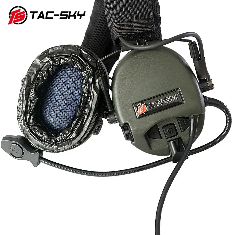 TAC-SKY TEA Hi-Threat Tier 1 Silicone Earmuffs Edition Outdoor Airsoft Military Aviation Noise Reduction Pickup Tactical Headset