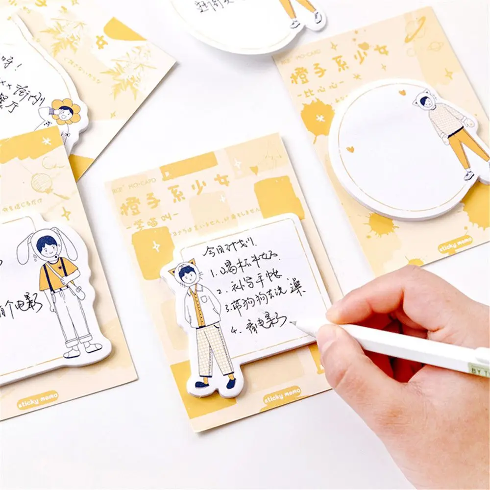 

30sheets Orange Theme Memo Pads Kawaii Stationery Sticky Notes Paper Bookmark School Office Writing Pad Message Card Note Pad