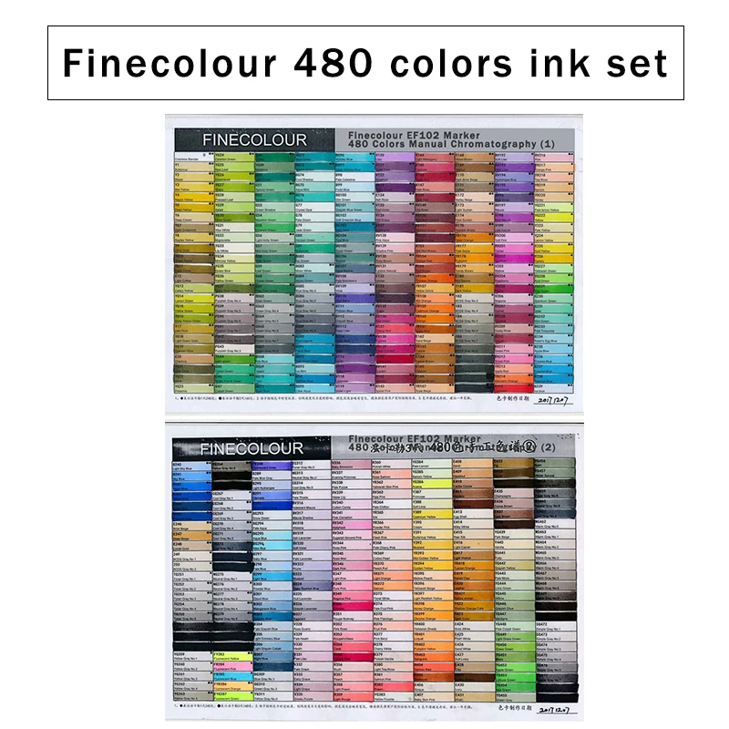 480colors-set Finecolour жирной спиртовой маркер чернил EF100/101/102 Универсальный 20 мл пополнения/добавка/Заполняемые шариковая ручка с жидкими чернилами 480 Цвета EF900 - Цвет: 480colors-set