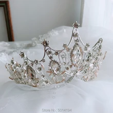 Свадебные украшения для головы Корона невесты ручной работы в стиле вестерн, украшения для волос невесты со стразами в стиле барокко Корона обруч для волос короны, для празднования дня рождения