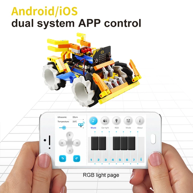 Yahboom DIY Omnibit Smart Robot Car with Mecanum Wheel support 360 Omnidirectional Movement for Micro:bit V1 V2 Programming Toys 5