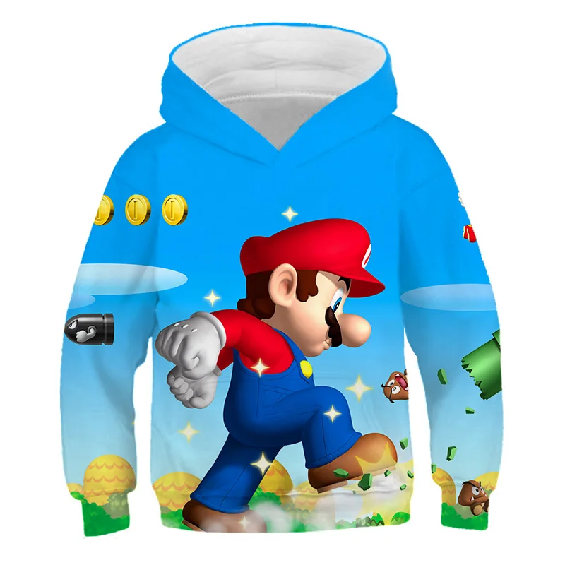 Толстовки с капюшоном для детей от 3 до 14 лет толстовка 3D принтом игры Super Mario Bros
