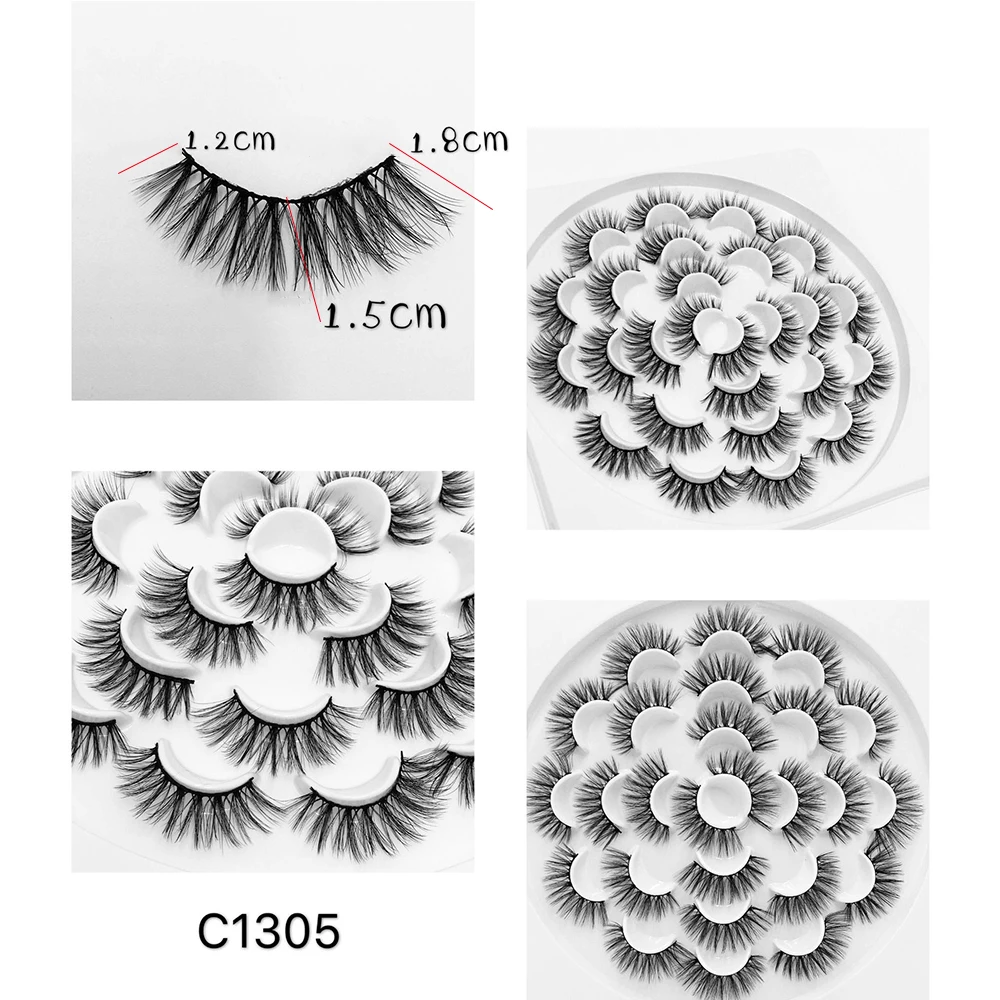 13 Pairs 3D Faux Mink Hair Soft False Eyelashes Fluffy Wispy Thick Lashes Handmade Soft Natural Makeup Extension Tools