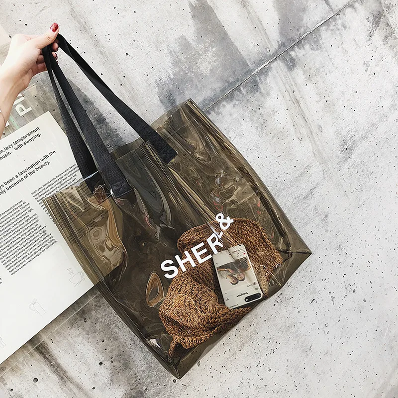 

2019 Hot JIULIN high-quality transparent large capacity jelly shoulder bag women handbag beach bag