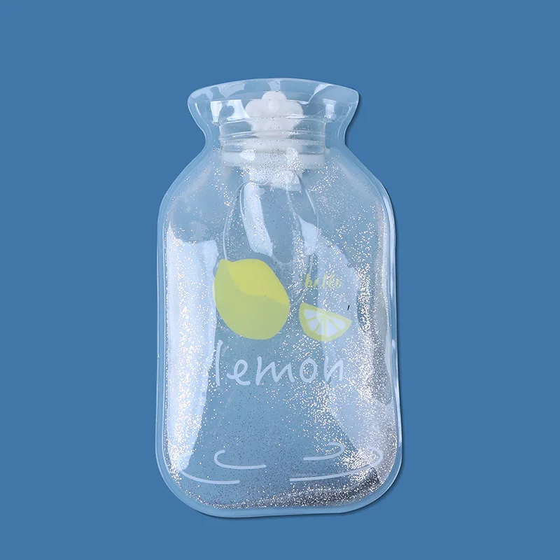 Мультфильм ручной бутылка для теплой воды милый прозрачный мини-для хранения бутылок с горячей водой маленький портативный ручной подогреватель воды впрыска сумка для хранения - Цвет: lemon