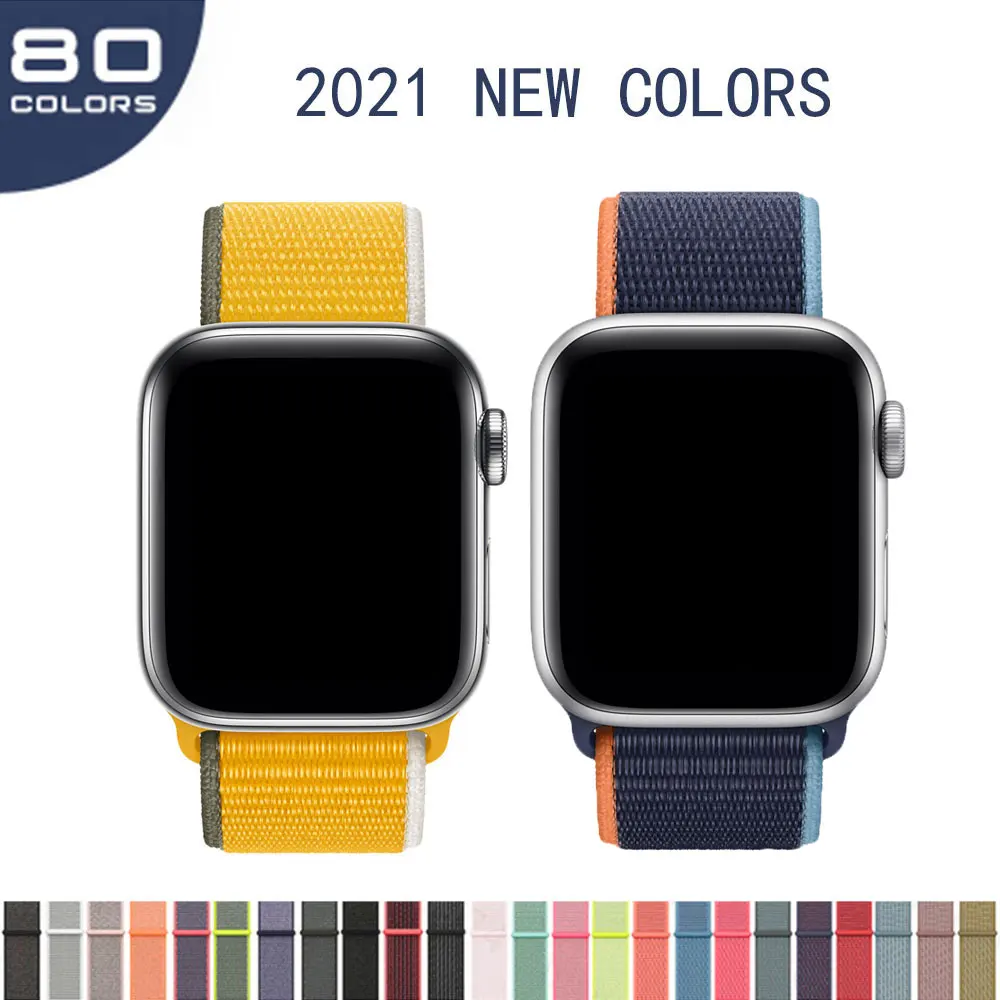 Ремешок нейлоновый для Apple Watch Band 44 мм 40 41 браслет iWatch Series7 6 Se 5 4 3 2 38 42 45 | Наручные