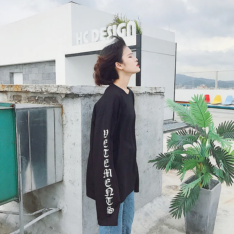 Kpop Черный Розовый jisoo же черный Harajuku стиль Дикий пуловер с круглым вырезом толстовки женские корейские свободные тонкие толстовки Женская одежда