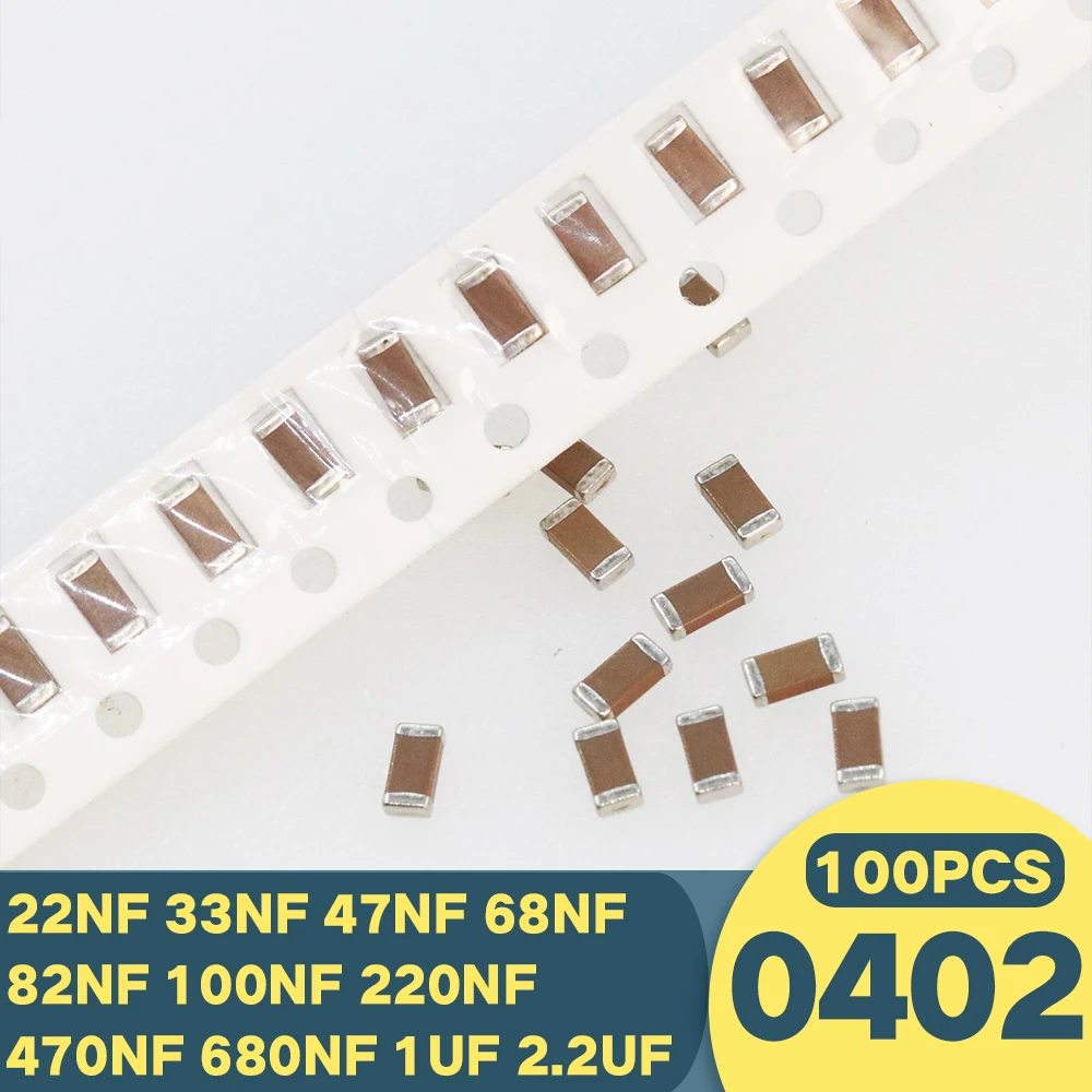 Многослойный керамический конденсатор 100 шт./лот 0402 50 в SMD с толстой пленкой 22 НФ 33