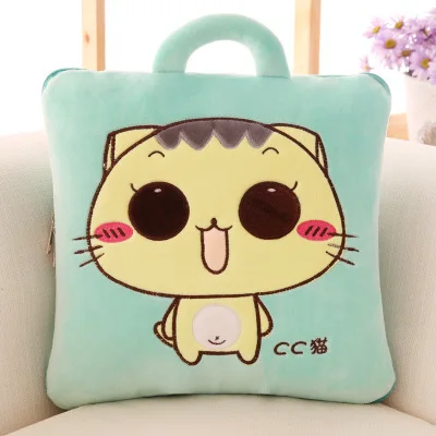 a NEW Office cartoon pillow quilt dual-use cushion coral fleece pillow air conditioner is car lumbar pillow portable nap blanket - Цвет: a