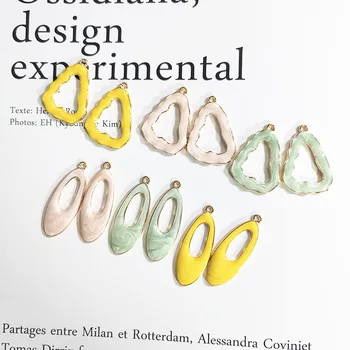 

10pcs/lot Pearlescent Geometry Alloy Accessories Charm Candy Color Enamel Zinc Alloy Metal Charm