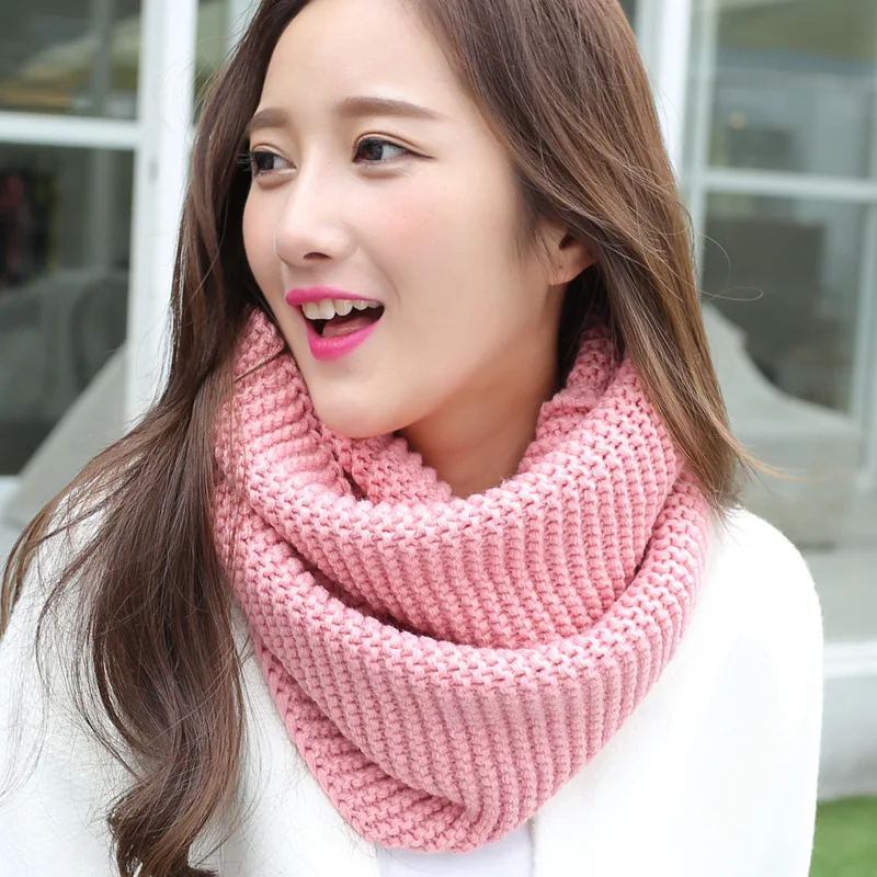 

2019 Winter Knitted Ring Scarf Female Autumn Warm Infinity Scarves Neck Circle Cable Scarf Soft Snood Scarf Women