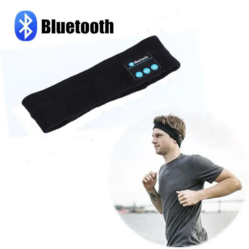 Black Kuulee наушники для бега вязаная повязка гарнитура audifonos diadema беспроводные Bluetooth спортивные наушники для спортзала - Цвет: Black