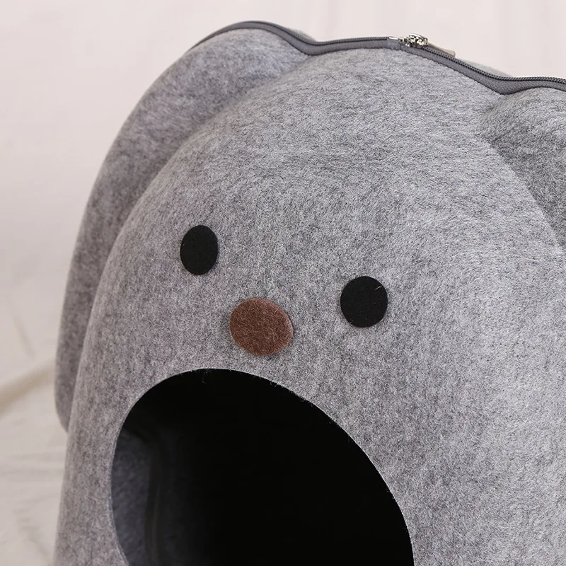 Кошка форма собака Лежанка для кошки кошачья спальный мешок молния войлочная ткань зимний теплый домик для домашнего питомца все вокруг кошачье гнездо с Отделяемая подушка коврик