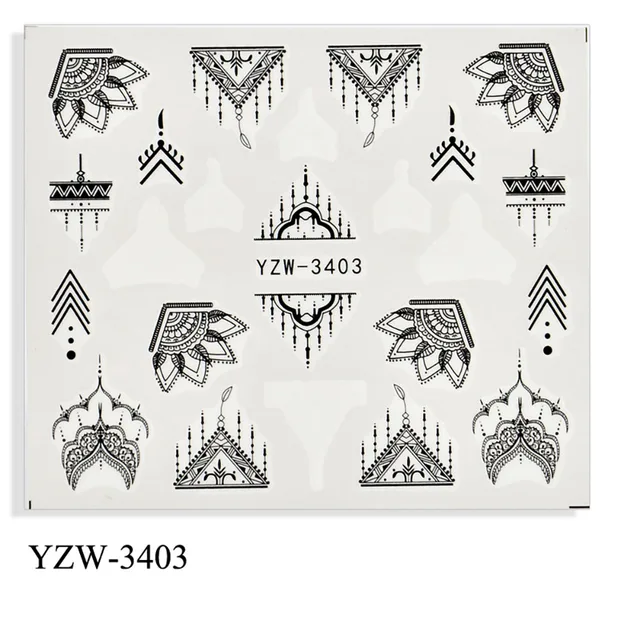 Colorful Face Flower Stickers Nail Stickers Transfer Nails Water Decal Nail Decals Leaf Sticker Series Watermark Nails Geometric YZW-3403