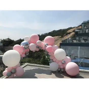 

Pink White 4D Silver Gray Balloon Garland Kit for Girlfriend Birthday Party Balloon Arch