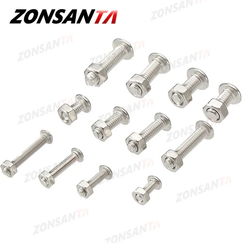 ZONSANTA 440pcs Bolts and Nuts Set M3 M4 M5 Stainless Steel Hex Socket Button Head Cap Screws Bolts Nuts Assortment Kit Screw