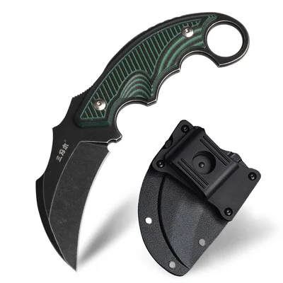 A1 Sanrenmu S635 Fixed knife 14C28N Blade G 10 Handle CS GO tactical hunting karambit bushcraft carambit knife With K Sheath - Цвет: A1