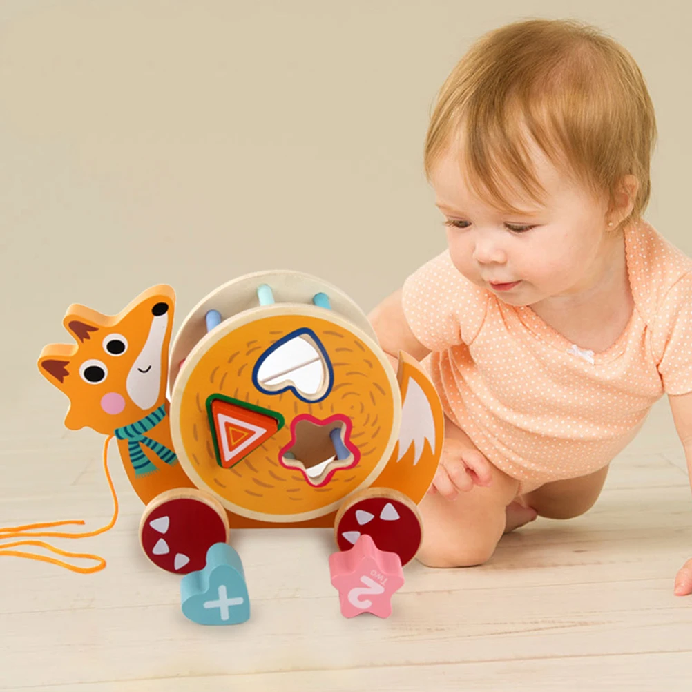 Деревянные формы животных Pull Toy с ярким цветом ребенка раннее образование Монтессори игрушки для детей подарок на день рождения#40