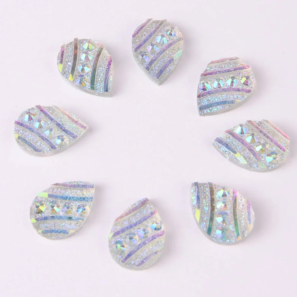 

BOLIAO 60Pcs 10mm*13mm Water Drop Shape Resin Flat Back Glue on Bags/Earring Accessories Decoration Craft DIY R262